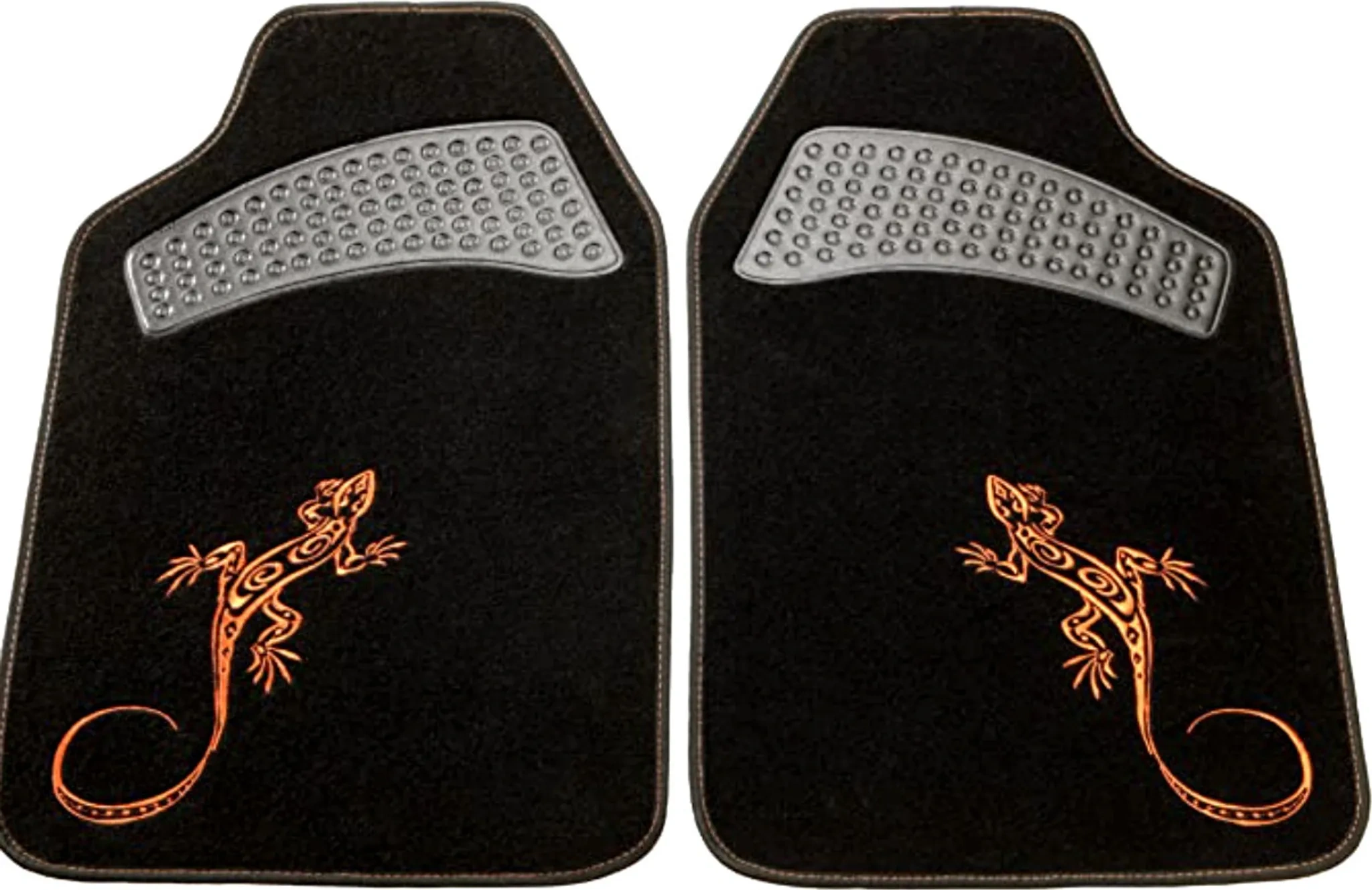 uniTEC Auto Fußmatten Set 2-teilig – Universal Autoteppich, Orange Gecko Motiv