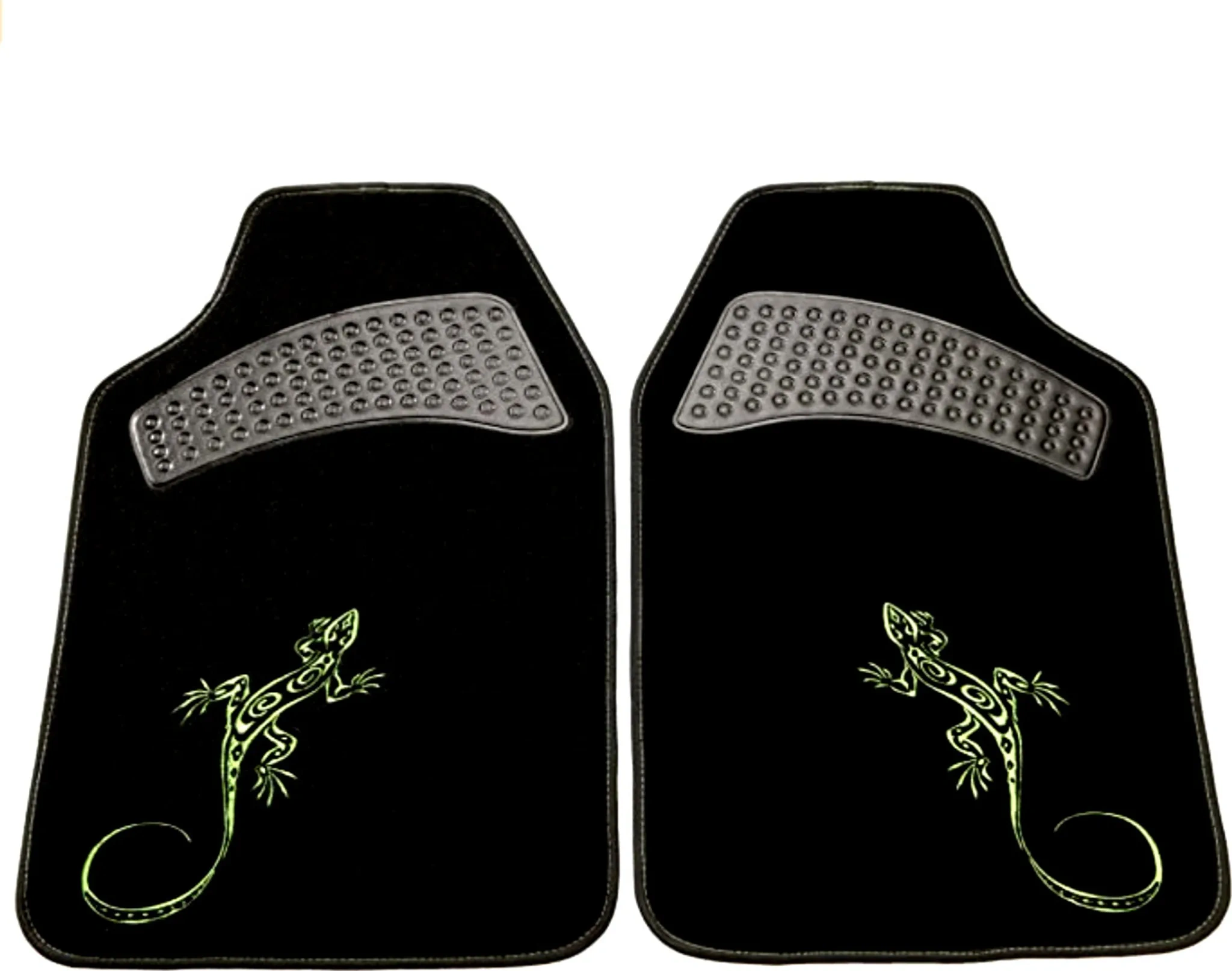 uniTEC Auto Fußmatten Set 2-teilig – Universal Autoteppich, Grün Gecko Motiv uniTEC Auto Fußmatten Set 2-teilig – Universal Autoteppich, Grün Gecko Motiv